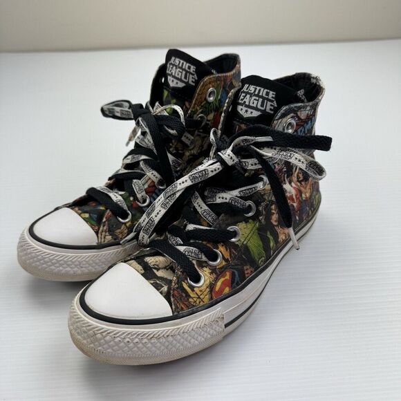 Converse Justice League Superman Sneakers High Top Mens 4 Womens 6 Double Laces - Picture 3 of 16